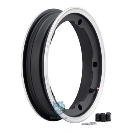 LLANTA ALUMINIO NEGRA BORDE PULIDO TUBELESS 10¨ SIP